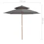 Zweistöckiger Holzmastschirm 270 cm anthrazitgrau von vidaXL, Sonnenschirme - Ref: Foro24-44519, Preis: 78,78 €, Rabatt: %