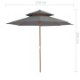 Zweistöckiger Holzmastschirm 270 cm anthrazitgrau von vidaXL, Sonnenschirme - Ref: Foro24-44519, Preis: 80,24 €, Rabatt: %