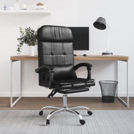 Silla de oficina reclinable masaje cuero sintético negro en Sillas de oficina | Comprar online en Foro24