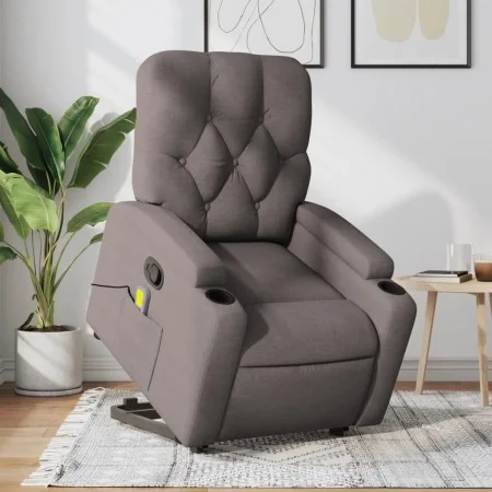 Sillón reclinable de masaje elevable tela gris taupé de , Sillones - Ref: Foro24-3204730, Precio: 319,67 €, Descuento: %
