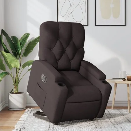 Sillón eléctrico reclinable elevable de tela marrón oscuro de , Sillones - Ref: Foro24-3204739, Precio: 318,23 €, Descuento: %