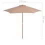 Sombrilla de jardín con palo de madera 270 cm gris topo de vidaXL, Sombrillas - Ref: Foro24-44516, Precio: 74,12 €