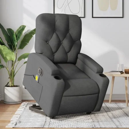 Sillón de masaje eléctrico reclinable elevable tela gris oscuro de , Sillones - Ref: Foro24-3204747, Precio: 394,34 €, Descue...