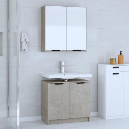 Set muebles de baño 2 piezas madera contrachapada gris hormigón en Muebles de baño | Comprar online en Foro24