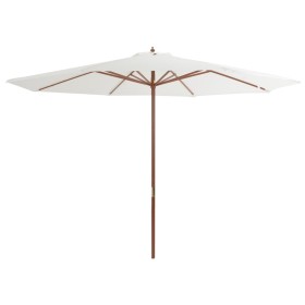 Sombrilla de exterior con palo de madera blanco arena 350 cm by vidaXL, Umbrellas - Ref: Foro24-44527, Price: 116,93 €, Disco...