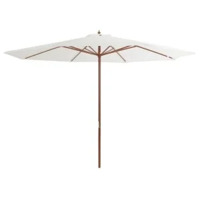 Sombrilla de exterior con palo de madera blanco arena 350 cm by vidaXL, Umbrellas - Ref: Foro24-44527, Price: 101,79 €, Disco...