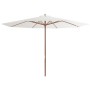 Sombrilla de exterior con palo de madera blanco arena 350 cm de vidaXL, Sombrillas - Ref: Foro24-44527, Precio: 116,93 €, Des...