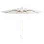 Sombrilla de exterior con palo de madera blanco arena 350 cm by vidaXL, Umbrellas - Ref: Foro24-44527, Price: 111,30 €, Disco...