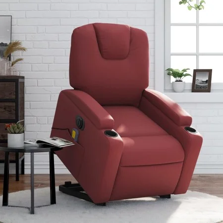 Sillón de masaje elevable eléctrico cuero artificial rojo tinto de , Sillones - Ref: Foro24-3204455, Precio: 381,85 €, Descue...
