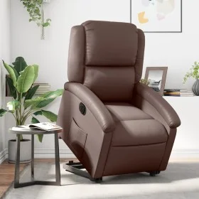 Sillón reclinable elevable eléctrico de cuero sintético marrón de , Sillones - Ref: Foro24-3204242, Precio: 342,22 €, Descuen...