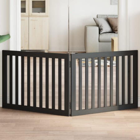 Puerta para perros plegable 2 paneles madera álamo negra 160 cm en Casetas y cercados para perros | Comprar online en Foro24