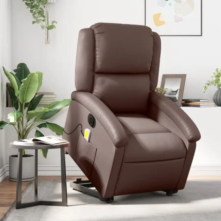 Sillón de masaje elevable eléctrico cuero sintético marrón de , Sillones - Ref: Foro24-3204249, Precio: 359,77 €, Descuento: %
