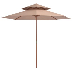 Two-story wooden pole umbrella 270 cm taupe by vidaXL, Umbrellas - Ref: Foro24-44520, Price: 113,45 €, Discount: %