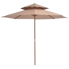 Two-story wooden pole umbrella 270 cm taupe by vidaXL, Umbrellas - Ref: Foro24-44520, Price: 110,88 €, Discount: %
