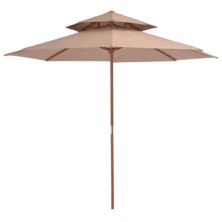Zweistöckiger Stockschirm aus Holz 270 cm taupe von vidaXL, Sonnenschirme - Ref: Foro24-44520, Preis: 113,45 €, Rabatt: %