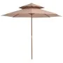 Sombrilla de dos pisos palo de madera 270 cm gris topo de vidaXL, Sombrillas - Ref: Foro24-44520, Precio: 110,86 €, Descuento: %