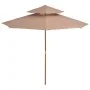 Sombrilla de dos pisos palo de madera 270 cm gris topo de vidaXL, Sombrillas - Ref: Foro24-44520, Precio: 110,86 €, Descuento: %