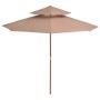Zweistöckiger Stockschirm aus Holz 270 cm taupe von vidaXL, Sonnenschirme - Ref: Foro24-44520, Preis: 113,45 €, Rabatt: %