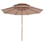 Sombrilla de dos pisos palo de madera 270 cm gris topo de vidaXL, Sombrillas - Ref: Foro24-44520, Precio: 110,86 €, Descuento: %