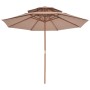 Zweistöckiger Stockschirm aus Holz 270 cm taupe von vidaXL, Sonnenschirme - Ref: Foro24-44520, Preis: 113,45 €, Rabatt: %