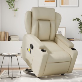 Cream-colored artificial leather foot massage recliner by , Armchairs - Ref: Foro24-3204552, Price: 328,27 €, Discount: %
