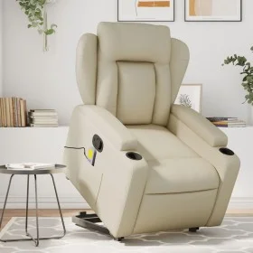 Sillón reclinable de masaje de pie cuero artificial color crema de , Sillones - Ref: Foro24-3204552, Precio: 351,42 €, Descue...