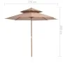 Sombrilla de dos pisos palo de madera 270 cm gris topo de vidaXL, Sombrillas - Ref: Foro24-44520, Precio: 110,86 €, Descuento: %