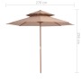 Zweistöckiger Stockschirm aus Holz 270 cm taupe von vidaXL, Sonnenschirme - Ref: Foro24-44520, Preis: 113,45 €, Rabatt: %