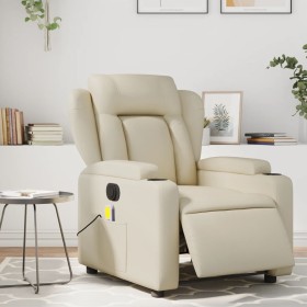 Cream synthetic leather electric reclining massage chair by , Armchairs - Ref: Foro24-3204538, Price: 308,71 €, Discount: %
