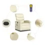 Cream synthetic leather electric reclining massage chair by , Armchairs - Ref: Foro24-3204034, Price: 254,09 €, Discount: %