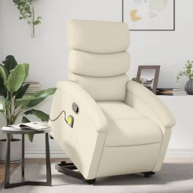 Sillón reclinable de masaje de pie cuero artificial color crema de , Sillones - Ref: Foro24-3204048, Precio: 286,88 €, Descue...