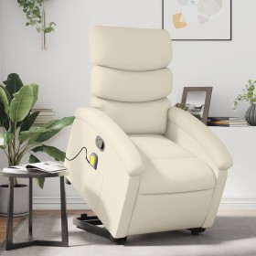Sillón reclinable de masaje de pie cuero artificial color crema de , Sillones - Ref: Foro24-3204048, Precio: 295,83 €, Descue...