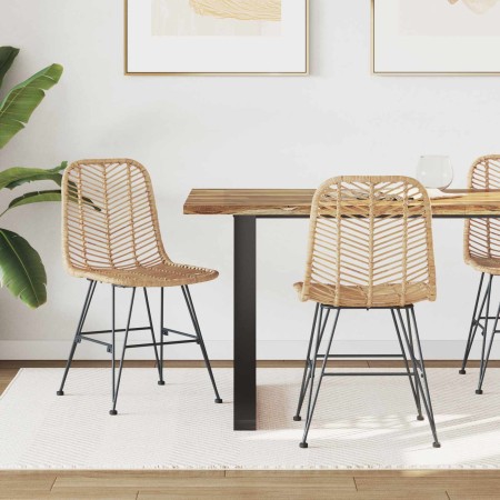 Silla de comedor 2 pcs Natural 44.5 x 55 x 85 cm Ratan e Hierro en Sillas de comedor | Comprar online en Foro24