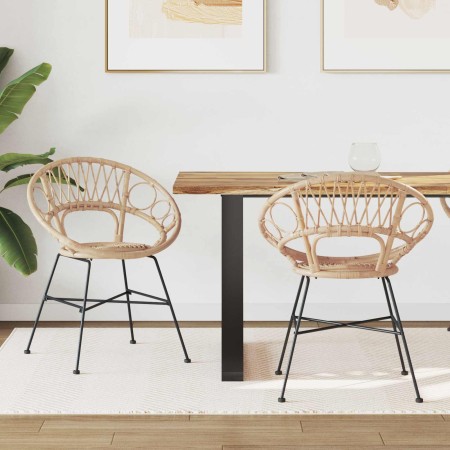 Silla de comedor 2 pcs Natural 65 x 55,5 x 81 cm Ratan e Hierro en Sillas de comedor | Comprar online en Foro24