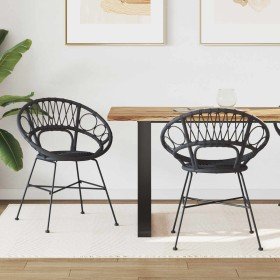 Silla de comedor 2 pcs Negro 65 x 55,5 x 81 cm Ratan e Hierro en Sillas de comedor | Comprar online en Foro24