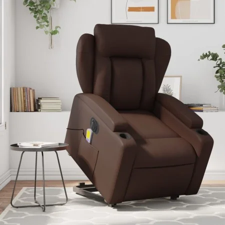 Brown synthetic leather electric lift massage chair by , Armchairs - Ref: Foro24-3204567, Price: 374,12 €, Discount: %