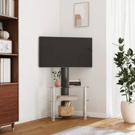 Eck-TV-Schrank 3 Ebenen für 32-70 Zoll Schwarz Silber von , TV-Möbel - Ref: Foro24-358174, Preis: 107,96 €, Rabatt: %
