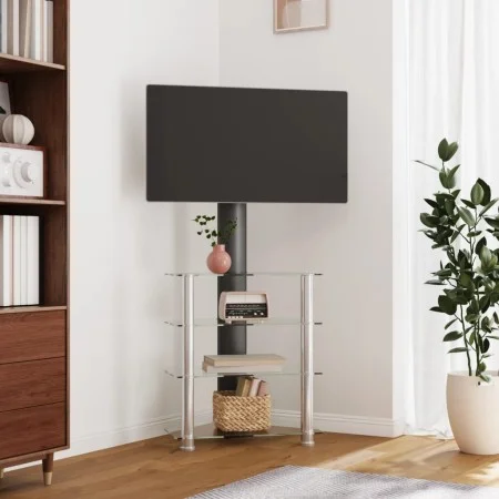 Eck-TV-Schrank 4 Ebenen für 32-70 Zoll Schwarz Silber von , TV-Möbel - Ref: Foro24-358183, Preis: 139,56 €, Rabatt: %