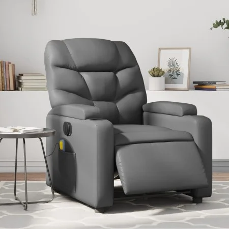 Sillón de masaje reclinable eléctrico cuero sintético gris de , Sillones - Ref: Foro24-3204654, Precio: 269,44 €, Descuento: %