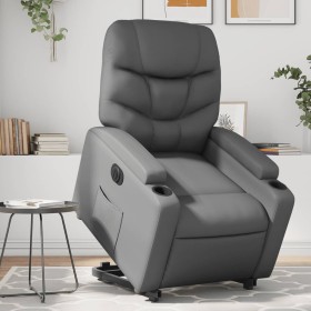 Sillón reclinable elevable eléctrico de cuero sintético gris de , Sillones - Ref: Foro24-3204675, Precio: 321,70 €, Descuento: %
