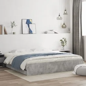 Concrete gray engineered wood bed with drawers 200x200 cm by , Beds and slatted bases - Ref: Foro24-3207248, Price: 205,24 €,...