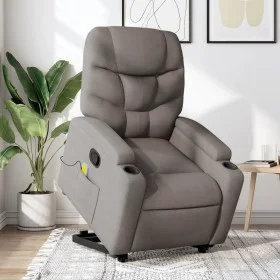 Liftable massage recliner taupe gray fabric by , Armchairs - Ref: Foro24-3204616, Price: 303,48 €, Discount: %