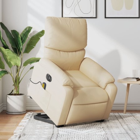 Liftable reclining electric massage chair cream fabric by , Armchairs - Ref: Foro24-3204869, Price: 343,37 €, Discount: %