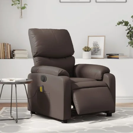 Sillón de masaje reclinable eléctrico cuero sintético marrón de , Sillones - Ref: Foro24-3204881, Precio: 312,83 €, Descuento: %
