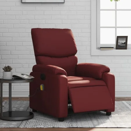 Sillón masaje reclinable eléctrico cuero sintético rojo tinto de , Sillones - Ref: Foro24-3204883, Precio: 251,28 €, Descuent...