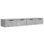 Armarios de pared 2 uds contrachapada gris hormigón 68x30x20 cm