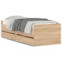 Sonoma oak bed frame with drawers 100x200 cm by , Beds and slatted bases - Ref: Foro24-3207338, Price: 176,31 €, Discount: %