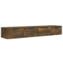 Armarios de pared 2 uds contrachapada roble ahumado 68x30x20 cm