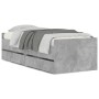 Estructura de cama con cajones gris hormigón 90x200 cm