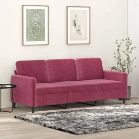 3-Sitzer-Sofa aus rotem Samt, 180 cm von , Sofas - Ref: Foro24-359456, Preis: 257,14 €, Rabatt: %